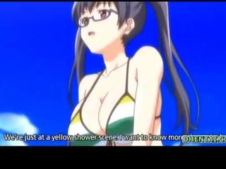 Swimsuit hentai lady oralsex and riding bigcock in the beach