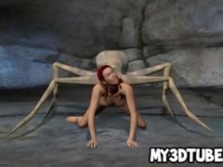 3D Redhead femme fatale Getting Fucked By An Alien Spider