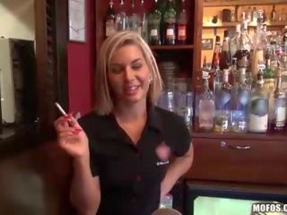 Blonde bar schoolgirl gets paid for X rated movie show