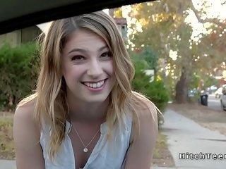 Thankful blondynka nastolatka hitchhiker pieprzy obcy peter